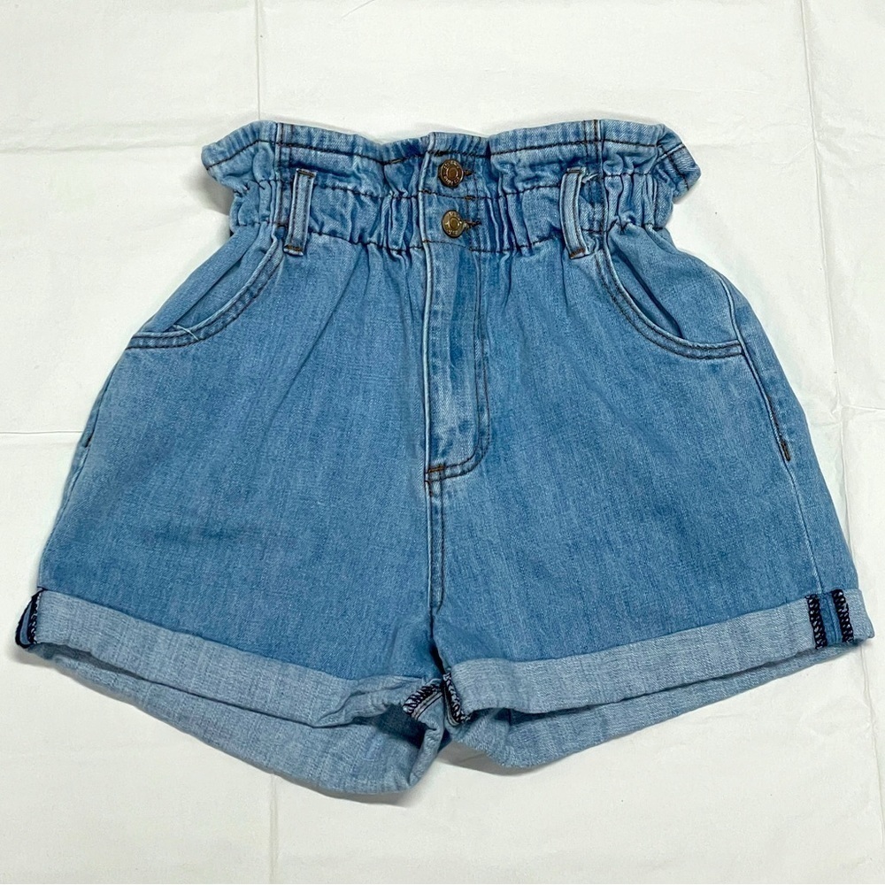 STS Blue High-Waisted Paper Bag Cuffed Denim Shorts